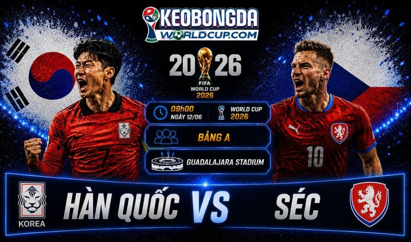 Soi kèo Hàn Quốc vs Séc, 09h00 ngày 12/06, World Cup 2026