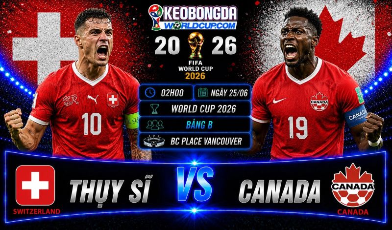 Soi kèo Thụy Sĩ vs Canada, 02h00 ngày 25/06, World Cup 2026